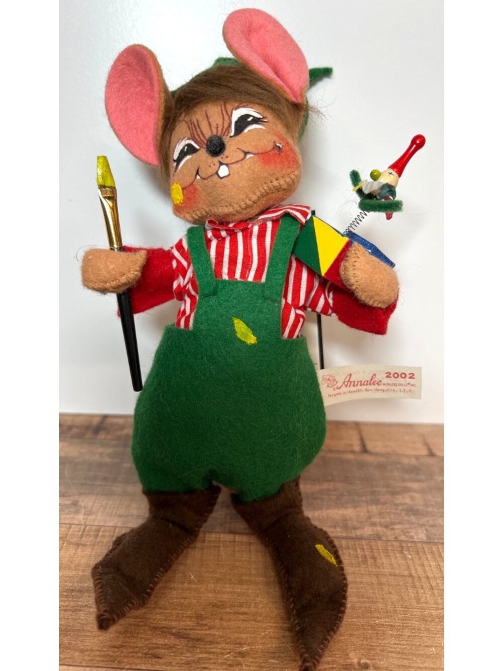 Annalee 2002 Workshop Elf Mouse Plush With Paintbrush Toy Jack-In-The-Box 769402